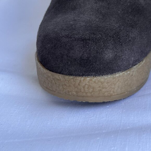 MICHAEL KORS booties Suede Fur Shearling cuff Wedge Bootie Gold MK Zipper 5 1/2 - Picture 5 of 12